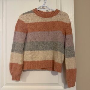 Sunday Best Cozy Striped Sweater in Cream, Gray, and Pink